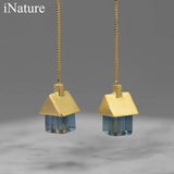 Fluorite House Cloud Drop Earrings 925 Silver Tassel Jewelry