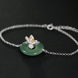 Rose Quartz Flower Bracelet 925 Sterling Silver Adjustable Charm Bracelet