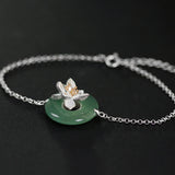 Rose Quartz Flower Bracelet 925 Sterling Silver Adjustable Charm Bracelet
