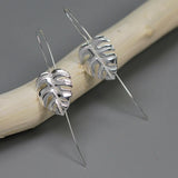 925 Silver Monstera Leaf Drop Earrings for Women