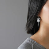 925 Silver Monstera Leaf Drop Earrings for Women