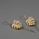 925 Silver Monstera Leaf Drop Earrings for Women