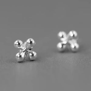 Punk Style 925 Silver Barbell Stud Earrings Unisex