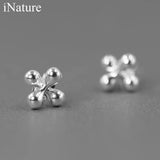 Punk Style 925 Silver Barbell Stud Earrings Unisex