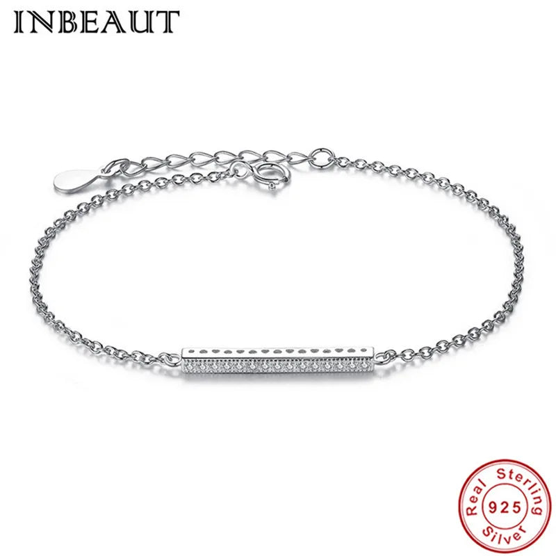 925 Silver CZ Bracelet Women Wedding Chain Jewelry