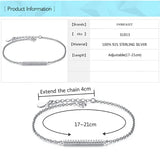 925 Silver CZ Bracelet Women Wedding Chain Jewelry