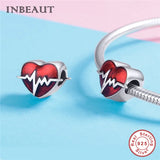 925 Sterling Silver Family Sister Heart Charms Astronaut Bikini Beads Bracelet