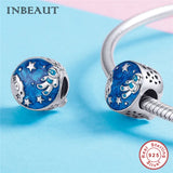 925 Sterling Silver Family Sister Heart Charms Astronaut Bikini Beads Bracelet