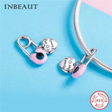 925 Sterling Silver Family Sister Heart Charms Astronaut Bikini Beads Bracelet