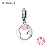 925 Sterling Silver Family Sister Heart Charms Astronaut Bikini Beads Bracelet