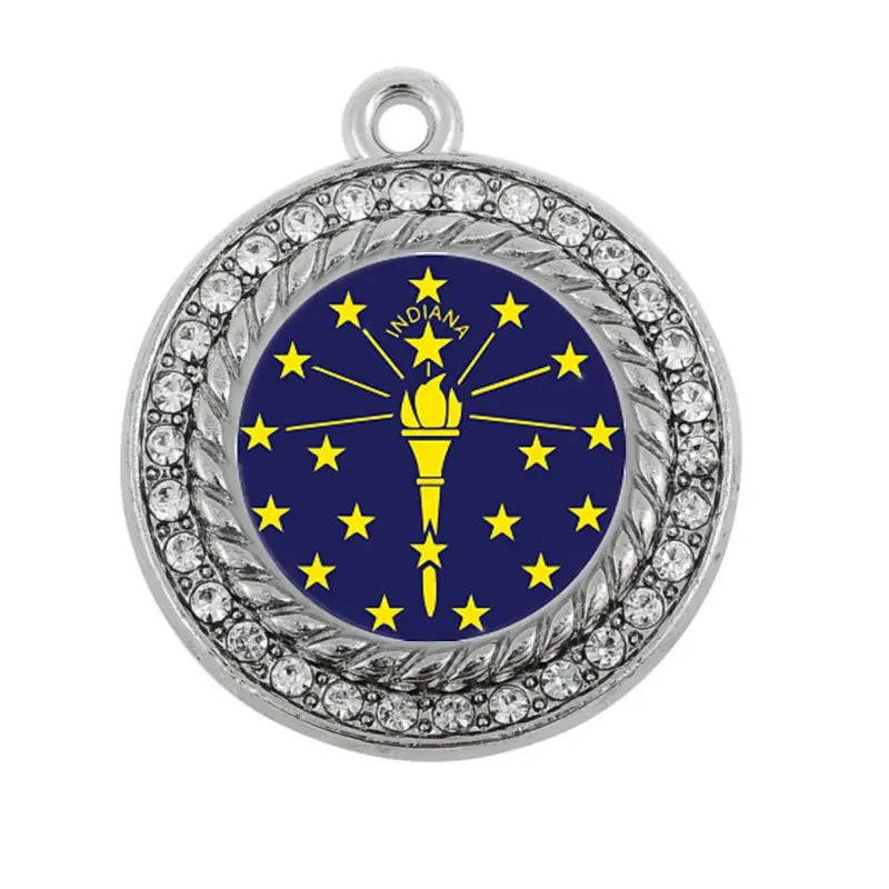 Indiana Flag Circle Charm for Jewelry Making