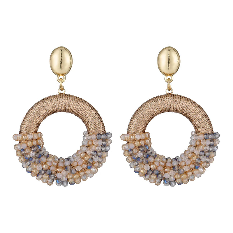 Crystal Bead Drop Earrings for Women Long Jewelry