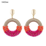 Crystal Bead Drop Earrings for Women Long Jewelry