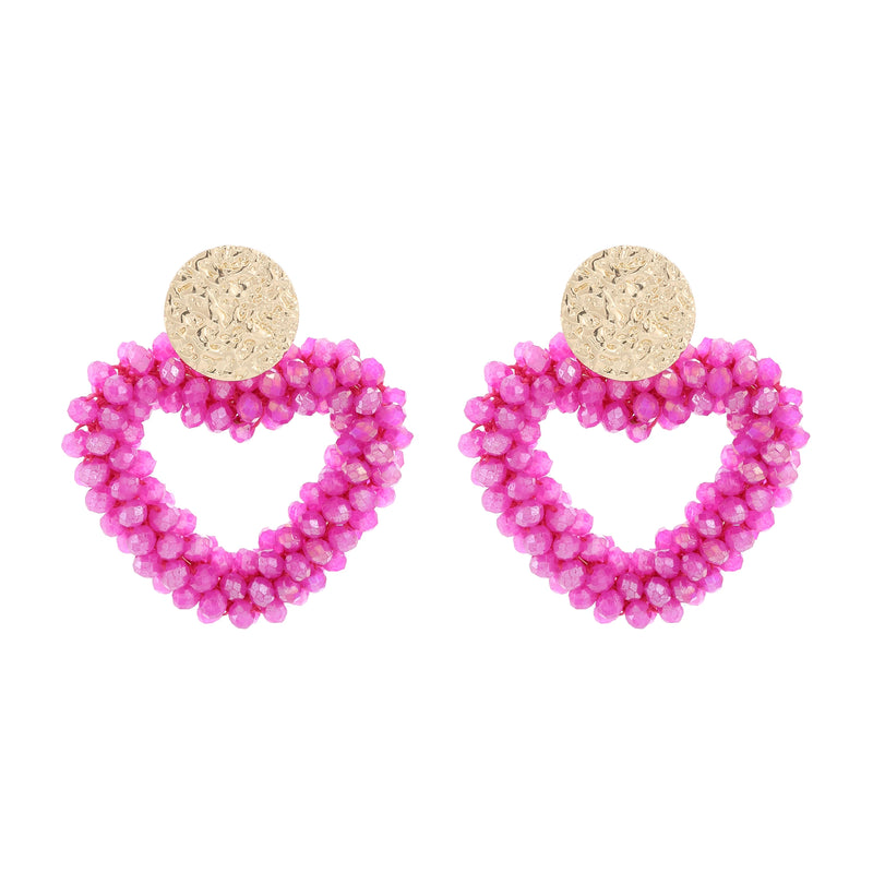 Heart Drop Crystal Beads Earrings Jewelry Gift