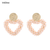Heart Drop Crystal Beads Earrings Jewelry Gift