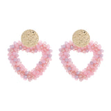 Heart Drop Crystal Beads Earrings Jewelry Gift