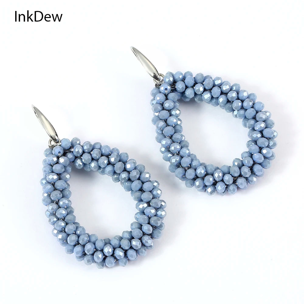 Vintage Crystal Beaded Drop Earrings for Women