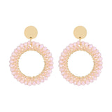Round Drop Earrings Women Wrapped Decorative Faceted Beads Crystal