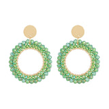 Round Drop Earrings Women Wrapped Decorative Faceted Beads Crystal