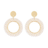Round Drop Earrings Women Wrapped Decorative Faceted Beads Crystal