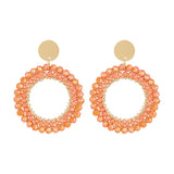 Round Drop Earrings Women Wrapped Decorative Faceted Beads Crystal