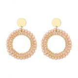 Round Drop Earrings Women Wrapped Decorative Faceted Beads Crystal