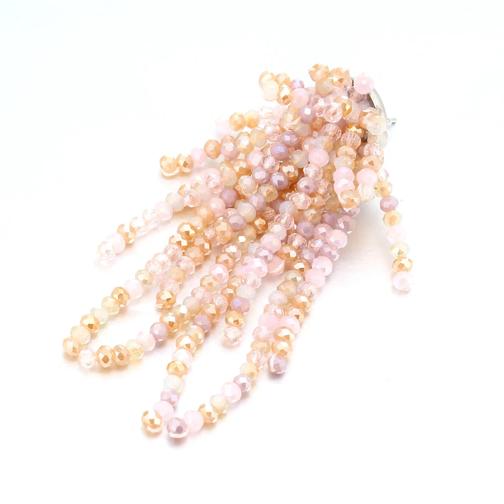 Colorful Bead Tassel Crystal Earrings for Women Gift