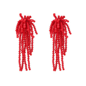 Colorful Bead Tassel Crystal Earrings for Women Gift