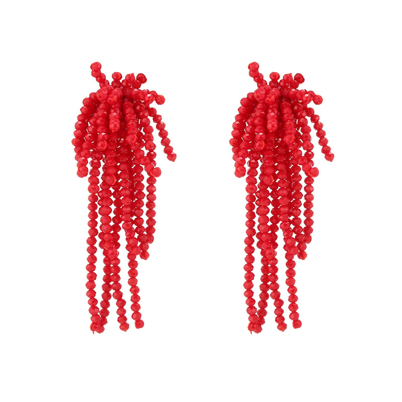 Colorful Bead Tassel Crystal Earrings for Women Gift