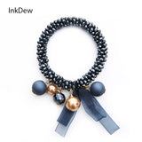 Crystal Beads Silk Ribbon Bracelet Boho Jewelry Gift