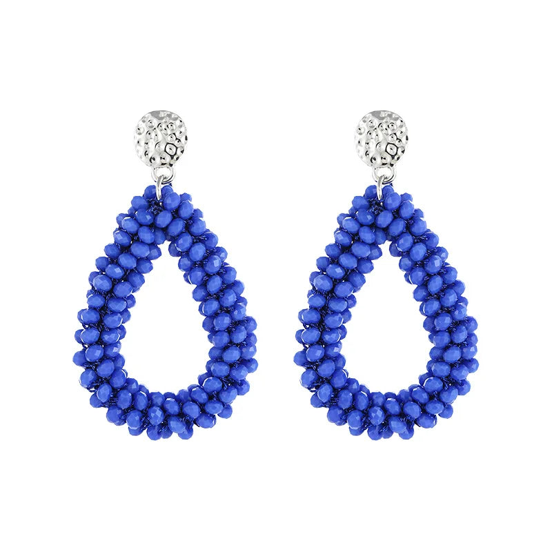 Crystal Water Drop Earrings Faceted Beads Vintage Boho Long Earrings