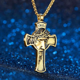 INRI Jesus Cross Religon Amulet Stainless Steel Men Women Necklaces