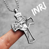 INRI Jesus Cross Religon Amulet Stainless Steel Men Women Necklaces