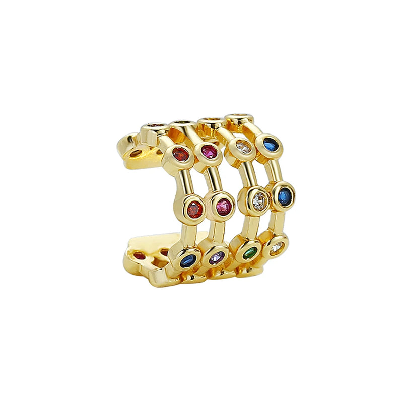 Premium Snake Colorful Micro Pave CZ Ear Clip Non-pierced Earrings