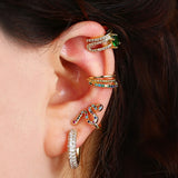 Premium Snake Colorful Micro Pave CZ Ear Clip Non-pierced Earrings