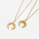 18K Plated Stainless Steel Moon Horn Necklace for Women