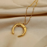 18K Plated Stainless Steel Moon Horn Necklace for Women