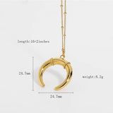 18K Plated Stainless Steel Moon Horn Necklace for Women