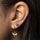 925 Silver Star Moon Zircon Hoop Earrings for Women Silver Round Earrings