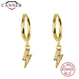 925 Silver Star Moon Zircon Hoop Earrings for Women Silver Round Earrings