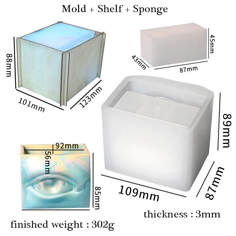 Abstract Style Large Eyes Pen Holder Silicone Mold DIY Gift