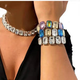 Sparkling Square Stone Crystal Bracelet, Christmas Gift for Women