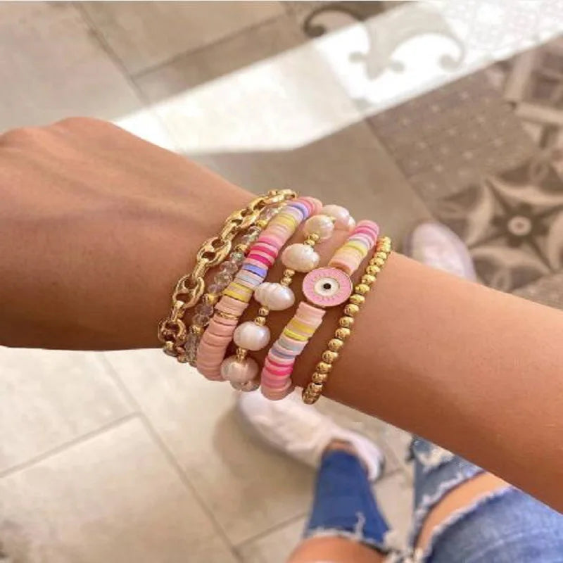 INS Bracelet DIY Accessories Colorful Soft Pottery Pieces Set