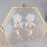 Ceramic Flower Small Comb Bridal Hair Piece Wedding Accessories Women Earrings