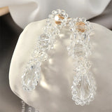 Cold Wind Crystal Flowers Long Earrings DIY Beaded Jewelry 2 pcs
