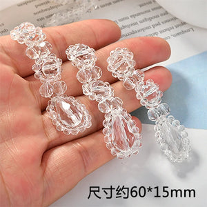 Cold Wind Crystal Flowers Long Earrings DIY Beaded Jewelry 2 pcs