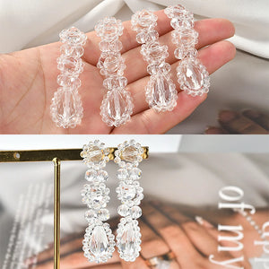 Cold Wind Crystal Flowers Long Earrings DIY Beaded Jewelry 2 pcs
