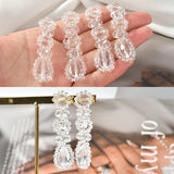 Cold Wind Crystal Flowers Long Earrings DIY Beaded Jewelry 2 pcs