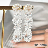 Cold Wind Crystal Flowers Long Earrings DIY Beaded Jewelry 2 pcs