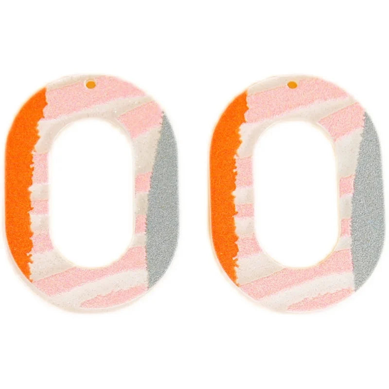 Oval Hollow Geometric Embossed Ring Acrylic Earring Accessories